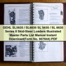 GEHL SL5635/SL6635 SL 5635/SL 6635 Series II Skid-Steer Loaders Illustrated Master Parts List Manual (Form No. 907844)