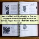 Mercury Mariner 25hp Marathon Seapro 2 Stroke Outboard Workshop Service Repair Manual 1998-2002