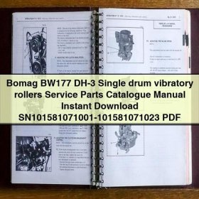 Bomag BW177 DH-3 Single drum vibratory rollers Service Parts Catalogue Manual SN101581071001-101581071023