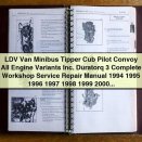LDV Van Minibus Tipper Cub Pilot Convoy All Engine Variants Duratorq 3 Workshop Service Repair Manual 1994-2002