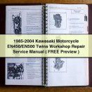 1985-2004 Kawasaki Motorcycle EN450/EN500 Twins Workshop Repair Service Manual ( FREE Preview )