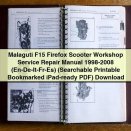 Malaguti F15 Firefox Scooter Workshop Service Repair Manual 1998-2008 (En-De-It-Fr-Es) (Searchable Bookmarked iPad-ready)