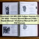 2005 Subaru Impreza STi RS WRX Factory Service Repair Workshop Manual PDF