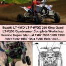 Suzuki LT-4WD LT-F4WDX 280 King Quad LT-F250 Quadrunner Complete Workshop Service Repair Manual 1987-1998