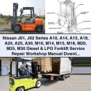 Nissan J01, J02 Series A10, A14, A15, A18, A20, A25, A30, M10, M14, M15, M18, M20, M25, M30 Diesel & LPG Forklift Service Repair Workshop Manual