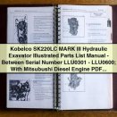 Kobelco SK220LC MARK III Hydraulic Excavator Illustrated Parts List Manual