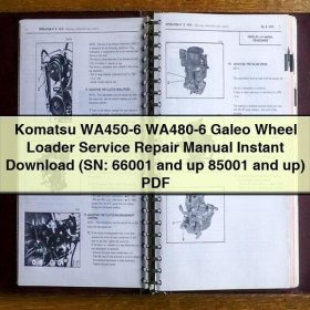 Komatsu WA450-6 WA480-6 Galeo Wheel Loader Service Repair Manual (SN: 66001 and up 85001 and up)