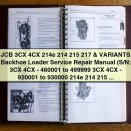 JCB 3CX 4CX 214e 214 215 217 & Variants Backhoe Loader Service Repair Manual