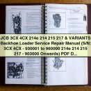 JCB 3CX 4CX 214e 214 215 217 & Variants Backhoe Loader Service Repair Manual