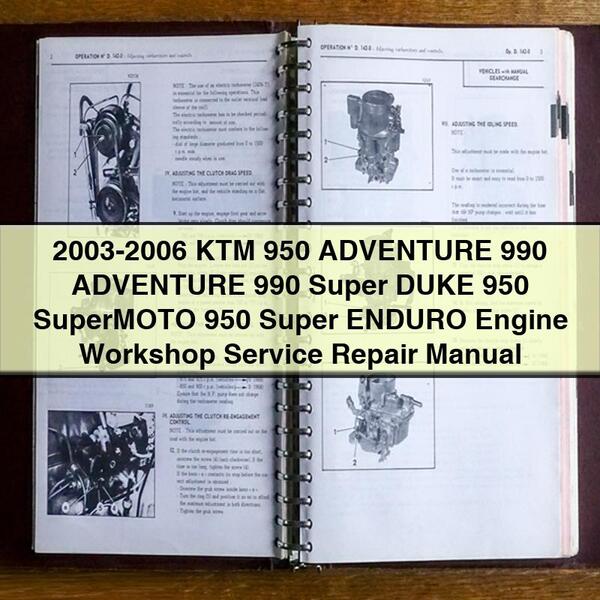 2003-2006 KTM 950 ADVENTURE 990 ADVENTURE 990 Super DUKE 950 SuperMOTO 950 Super ENDURO Engine Workshop Service Repair Manual