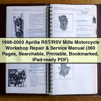 Manuel d'atelier de réparation et d'entretien de moto Aprilia RST/RSV Mille 1998-2003 (360 pages consultables, imprimables, mises en favoris, prêtes pour iPad)