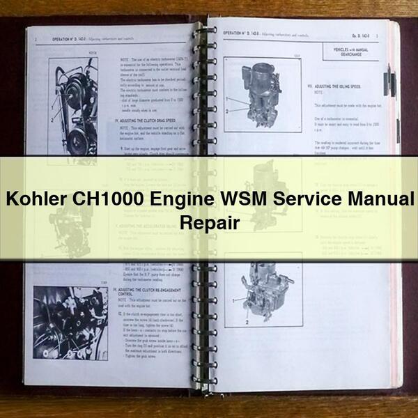 Kohler CH1000 Engine WSM Service Manual Repair