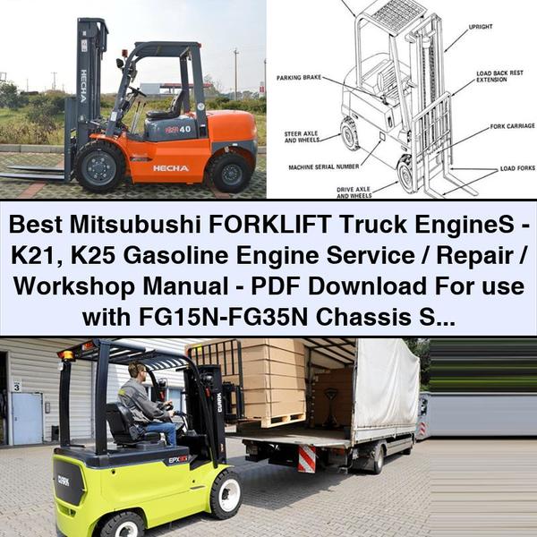 Best Mitsubushi Forklift Truck Engines-K21 K25 Gasoline Engine Service/Repair/Workshop Manual-PDF  For use with FG15N-FG35N Chassis Service Manu