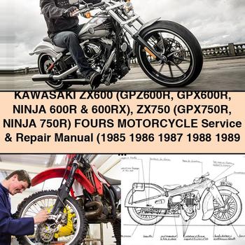 KAWASAKI ZX600 (GPZ600R GPX600R NINJA 600R & 600RX) ZX750 (GPX750R NINJA 750R) FOURS Motorcycle Service & Repair Manual (1985 1986 1987 1988 1989 1990 1991 1992 1993 1994 1995 1996 1997)-DOW