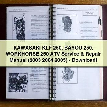 KAWASAKI KLF 250 BAYOU 250 WORKHORSE 250 ATV Service & Repair Manual (2003 2004 2005)-PDF