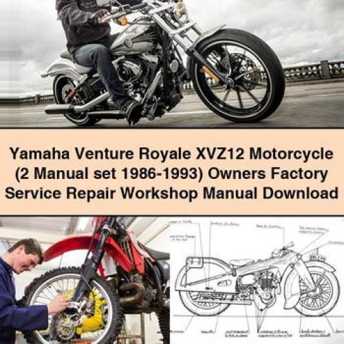 Yamaha Venture Royale XVZ12 Motorcycle (2 Manual set 1986-1993) Owners Factory Service Repair Workshop Manual