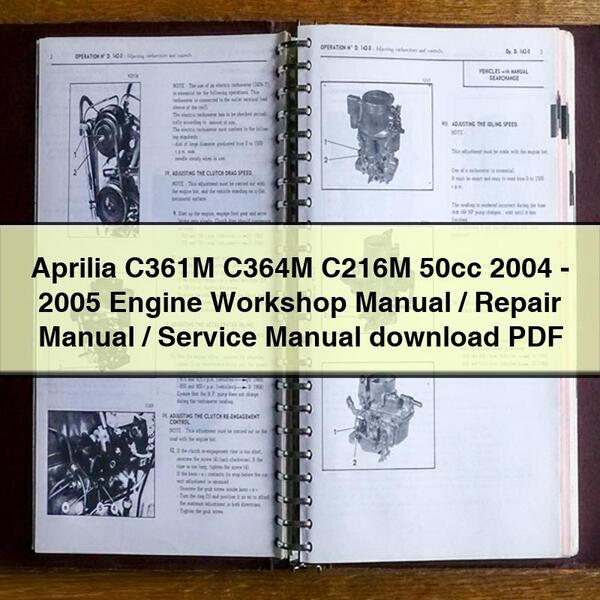 Aprilia C361M C364M C216M 50cc 2004-2005 Engine Workshop Manual/Repair Manual/Service Manual download