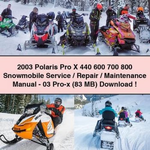 2003 Polaris Pro X 440 600 700 800 Snowmobile Service / Repair / Maintenance Manual - 03 Pro-x (83 MB) Download PDF