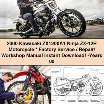 2000 Kawasaki ZX1200A1 Ninja ZX-12R Motorcycle Factory Service/Repair/ Workshop Manual  -Years 00