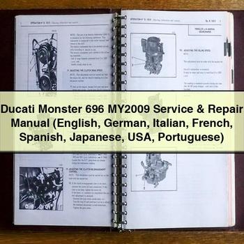 Manual de servicio y reparación de la Ducati Monster 696 MY2009 (inglés alemán italiano francés español japonés EE. UU. portugués)