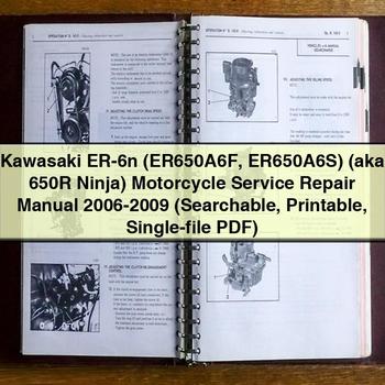 Kawasaki ER-6n (ER650A6F ER650A6S) (aka 650R Ninja) Motorcycle Service Repair Manual 2006-2009 (Searchable  Single-file)