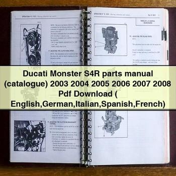 Ducati Monster S4R parts Manual (catalogue) 2003 2004 2005 2006 2007 2008 Pdf  ( English German Italian Spanish French)