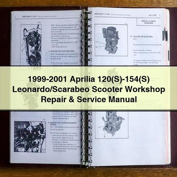 Manual de taller, reparación y servicio del scooter Leonardo/Scarabeo Aprilia 120(S)-154(S) 1999-2001