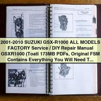 2001-2010 Suzuki GSX-R1000 All ModelS Factory Service/DIY Repair Manual GSXR1000 (Toatl 173MBs Original FSM Contains Everything You Will Need To Repair Maintain Your Motorcycle)