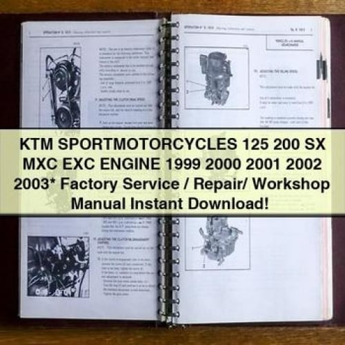 KTM SPORTMOTORCYCLES 125 200 SX MXC EXC Engine 1999 2000 2001 2002 2003* Factory Service / Repair/ Workshop Manual Instant Download PDF