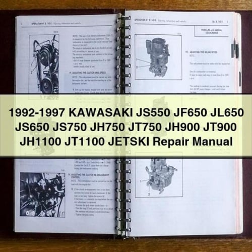 Manual de reparación de motos de agua Kawasaki JS550, JF650, JL650, JS650, JS750, JH750, JT750, JH900, JT900, JH1100, JT1100, 1992-1997