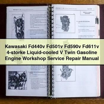 Manual de reparación y servicio del motor de gasolina bicilíndrico en V refrigerado por líquido de 4 tiempos Kawasaki Fd440v Fd501v Fd590v Fd611v