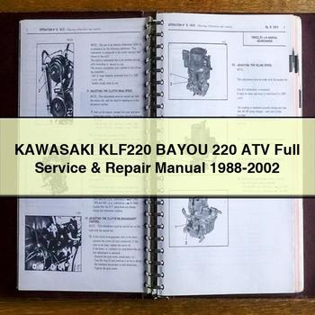 Manual de reparación y servicio completo del vehículo todo terreno KAWASAKI KLF220 BAYOU 220 1988-2002