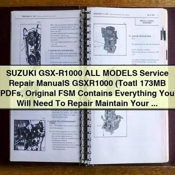 Manual de servicio y reparación de todos los modelos de Suzuki GSX-R1000 GSXR1000 (Toatl 173 MB s Original FSM Contiene todo lo que necesitará para reparar y mantener su motocicleta)