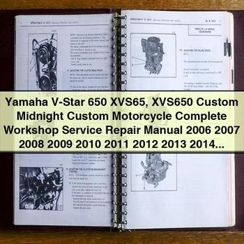 Manual completo de reparación y servicio de taller de motocicletas Yamaha V-Star 650 XVS65 XVS650 Custom Midnight Custom 2006 2007 2008 2009 2010 2011 2012 2013 2014 2015