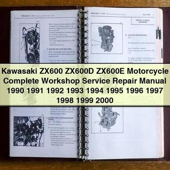 Manuel de réparation et d'entretien complet de la moto Kawasaki ZX600 ZX600D ZX600E 1990 1991 1992 1993 1994 1995 1996 1997 1998 1999 2000