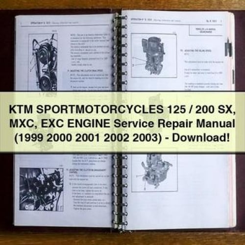 Manual de reparación y servicio del motor KTM SPORTMOTORCYCLES 125/200 SX MXC EXC (1999 2000 2001 2002 2003)-