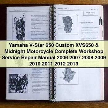 Manual completo de reparación y servicio de taller de motocicletas Yamaha V-Star 650 Custom XVS650 y Midnight 2006 2007 2008 2009 2010 2011 2012 2013