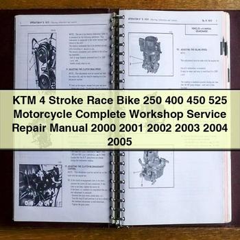 Manual completo de reparación y servicio de taller de motocicletas KTM 4 tiempos Race Bike 250 400 450 525 2000 2001 2002 2003 2004 2005