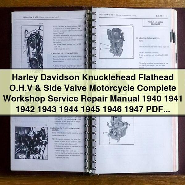 Harley Davidson Knucklehead Flathead O.H.V & Side Valve Motorcycle Complete Workshop Service Repair Manual 1940 1941 1942 1943 1944 1945 1946 1947