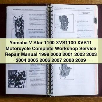 Manual completo de reparación y servicio de taller de motocicletas Yamaha V Star 1100 XVS1100 XVS11 1999 2000 2001 2002 2003 2004 2005 2006 2007 2008 2009