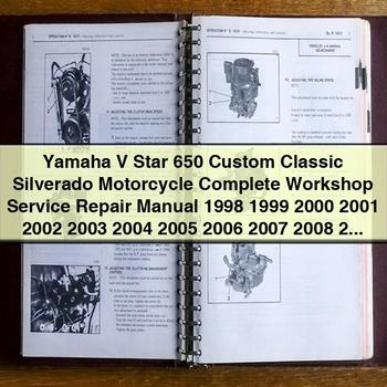 Manual completo de reparación y servicio de taller de la motocicleta Yamaha V Star 650 Custom Classic Silverado 1998 1999 2000 2001 2002 2003 2004 2005 2006 2007 2008 2009 2010 2011 2012 2013 2014