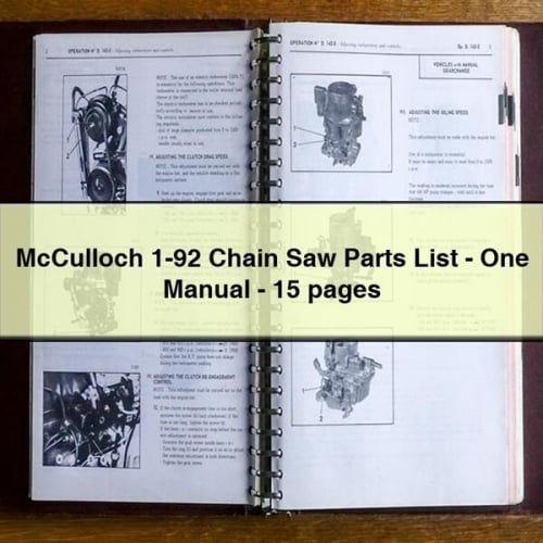 Lista de piezas de la motosierra McCulloch 1-92: un manual, 15 páginas