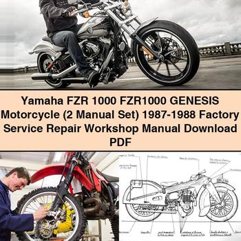 Manuel d'atelier de réparation et d'entretien d'usine pour moto Yamaha FZR 1000 FZR1000 GENESIS (jeu de 2 manuels) 1987-1988