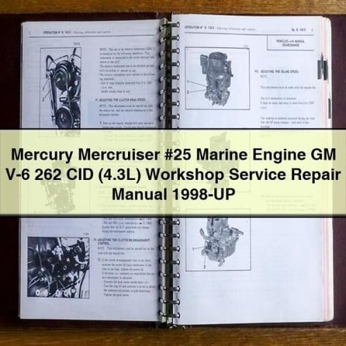 Manual de reparación y servicio del taller del motor marino Mercury Mercruiser n.° 25 GM V-6 262 CID (4,3 L) 1998 en adelante