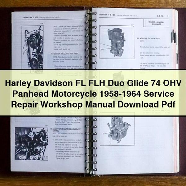 Harley Davidson FL FLH Duo Glide 74 OHV Panhead Motorcycle 1958-1964 Service Repair Workshop Manual  Pdf