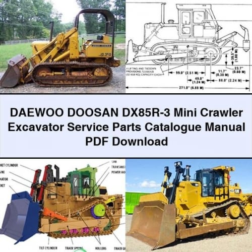 Catálogo de piezas de servicio y manual de la miniexcavadora sobre cadenas DAEWOO DOOSAN DX85R-3