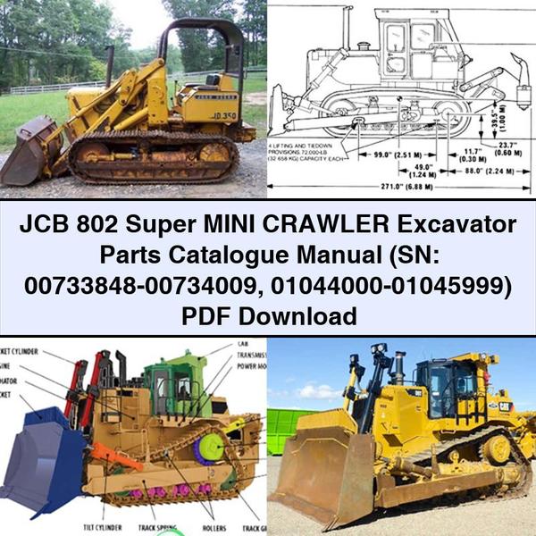 JCB 802 Super MINI Crawler Excavator Parts Catalogue Manual (SN: 00733848-00734009 01044000-01045999) PDF Download