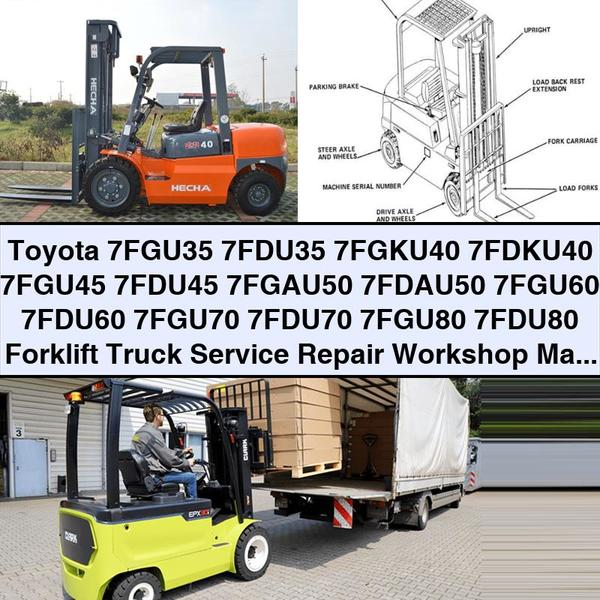 Manual de taller y reparación de montacargas Toyota 7FGU35 7FDU35 7FGKU40 7FDKU40 7FGU45 7FDU45 7FGAU50 7FDAU50 7FGU60 7FDU60 7FGU70 7FDU70 7FGU80 7FDU80